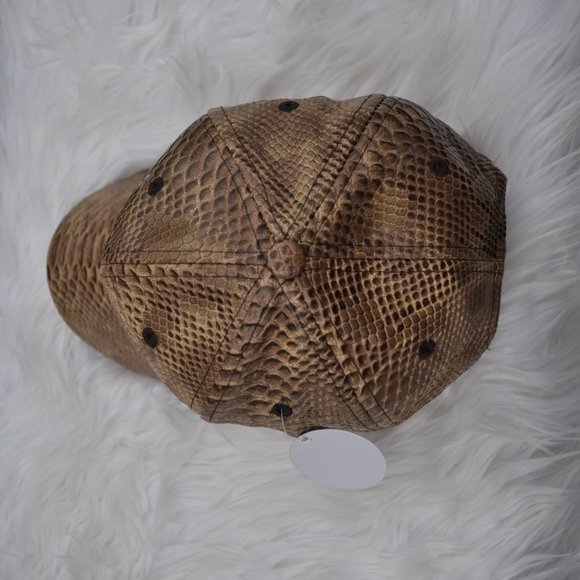 Cap Leather Snake design Adult Size Adjustable Hook and Loop closure Mens/Womens - Picture 7 of 7